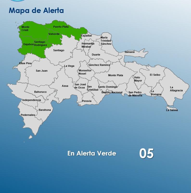 COE coloca a cinco provincias en alerta verde por vaguada