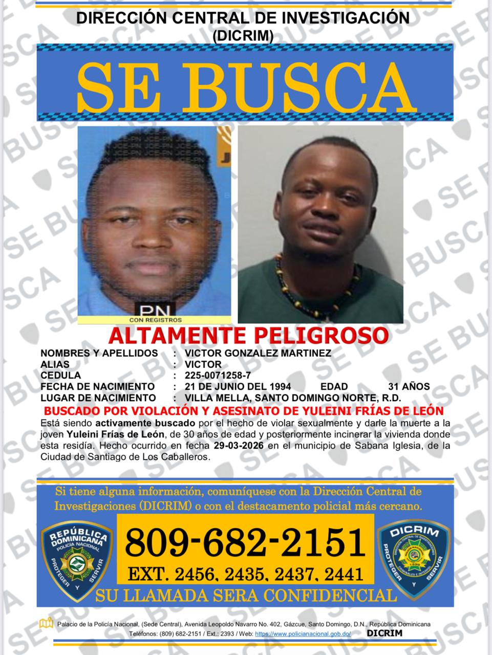 Policía identifica presunto responsable de la muerte de mujer en Sabana Iglesia