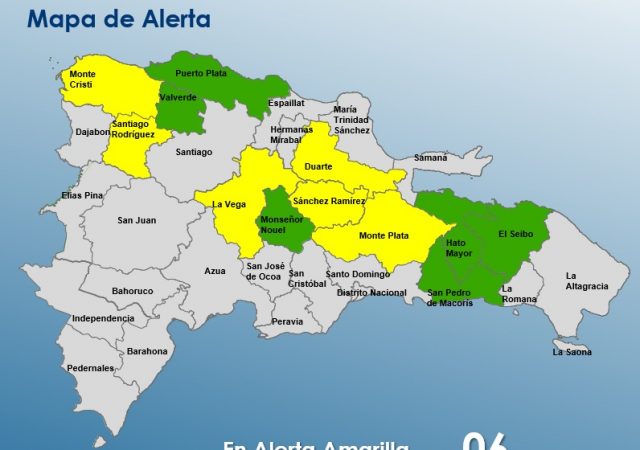 COE mantiene a 6 provincias en alerta amarilla y 6 en verde por vaguada
