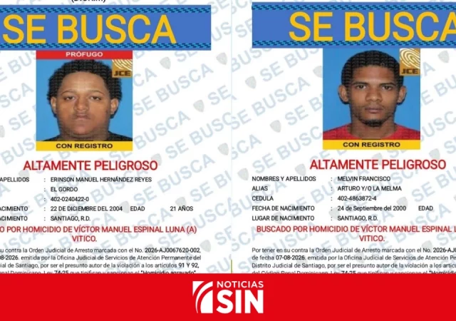 Policía Nacional busca a ‘Arturo’ y ‘El Gordo’ por homicidio de ‘Vitico’ en Santiago